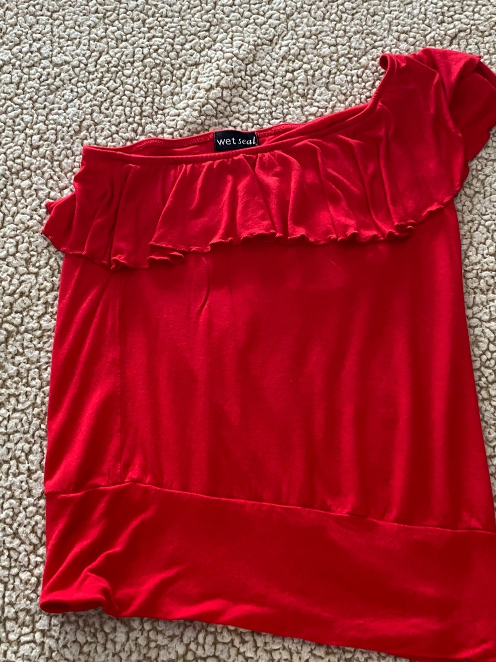 Bold Wet Seal Bright Red Women's Top Size Medium Sexy One Shoulder